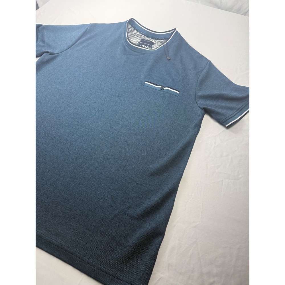 Cactus Man Ricky Singh Blue Textured Knit Pocket Tee Shirt Men's Medium - Picture 3 of 10